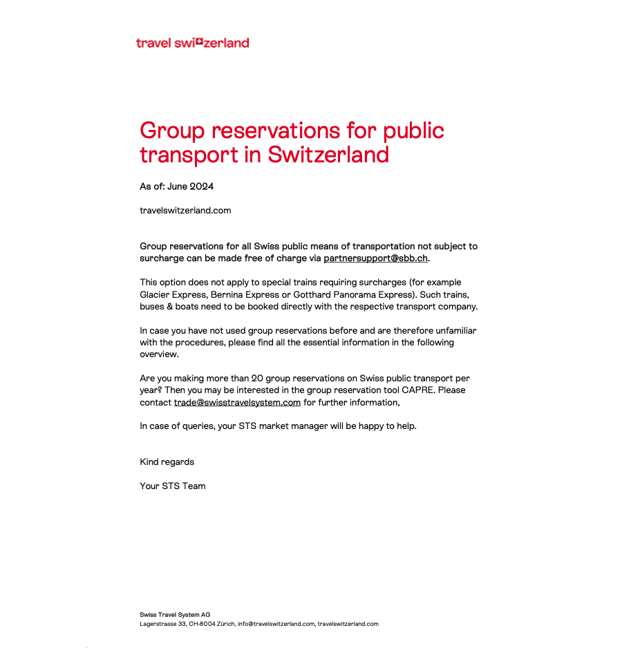 Fact Sheet: Group Reservations