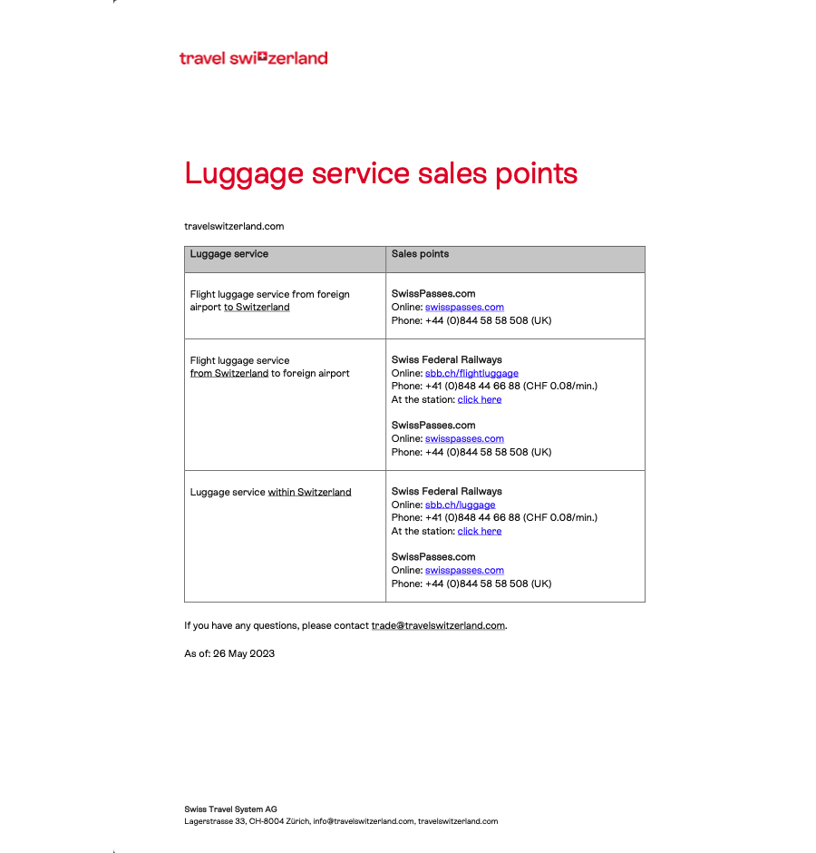 Fact Sheet: Sales Points Luggage & Flight Luggage