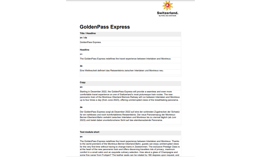 Text Modules: GoldenPass Express