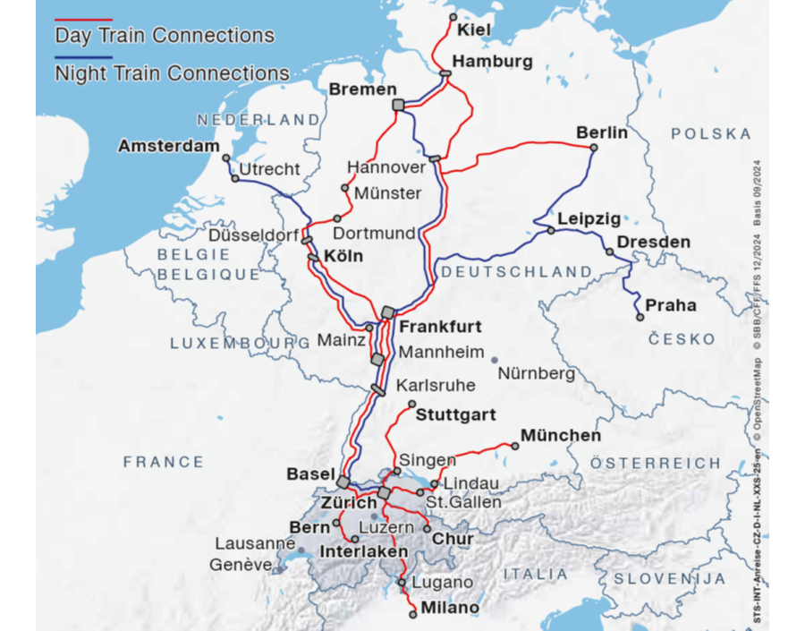 Map: Arrival from Germany