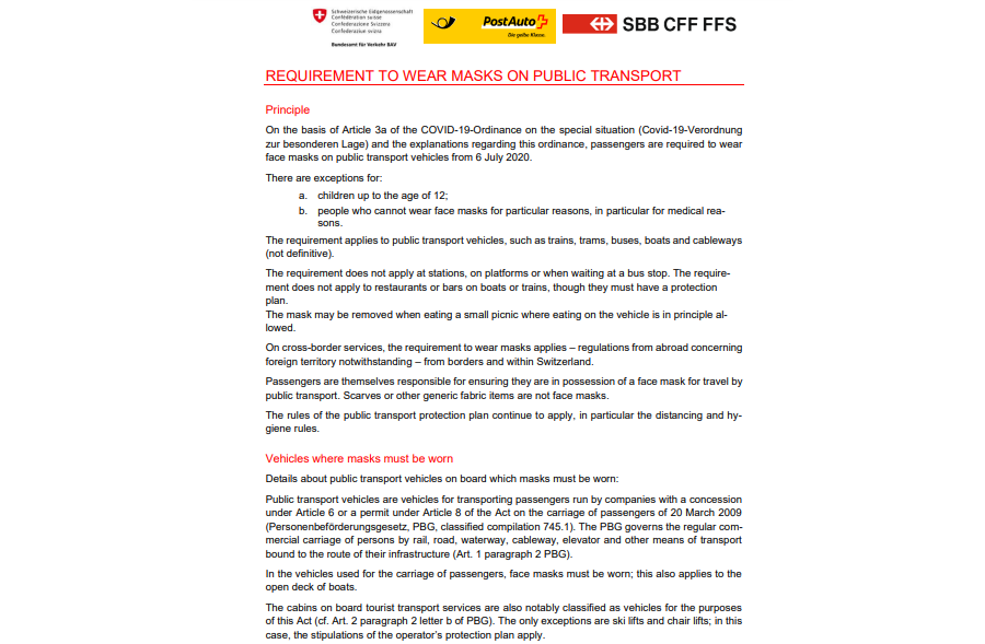 Factsheet: Requirement masks on public transport