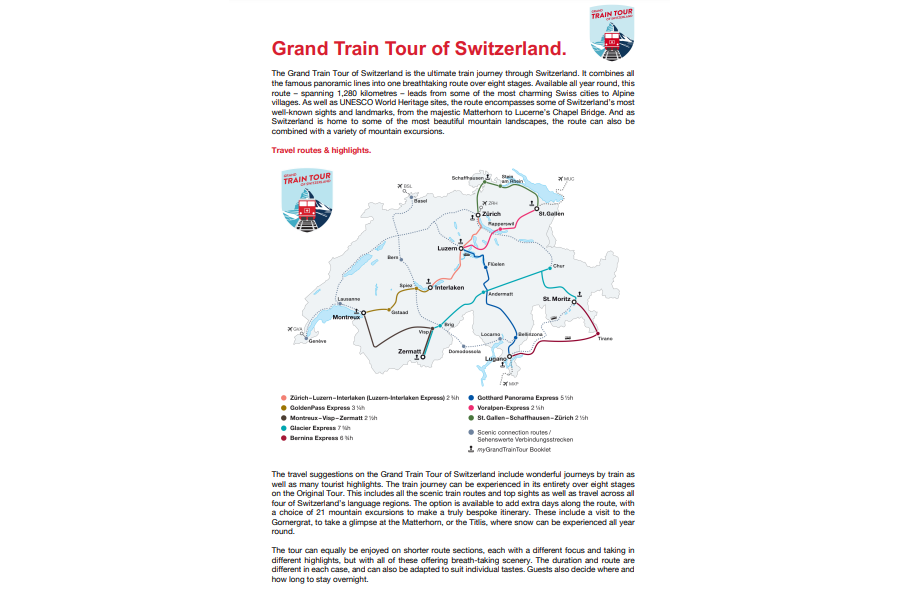 Fact Sheet: Grand Train Tour of Switzerland